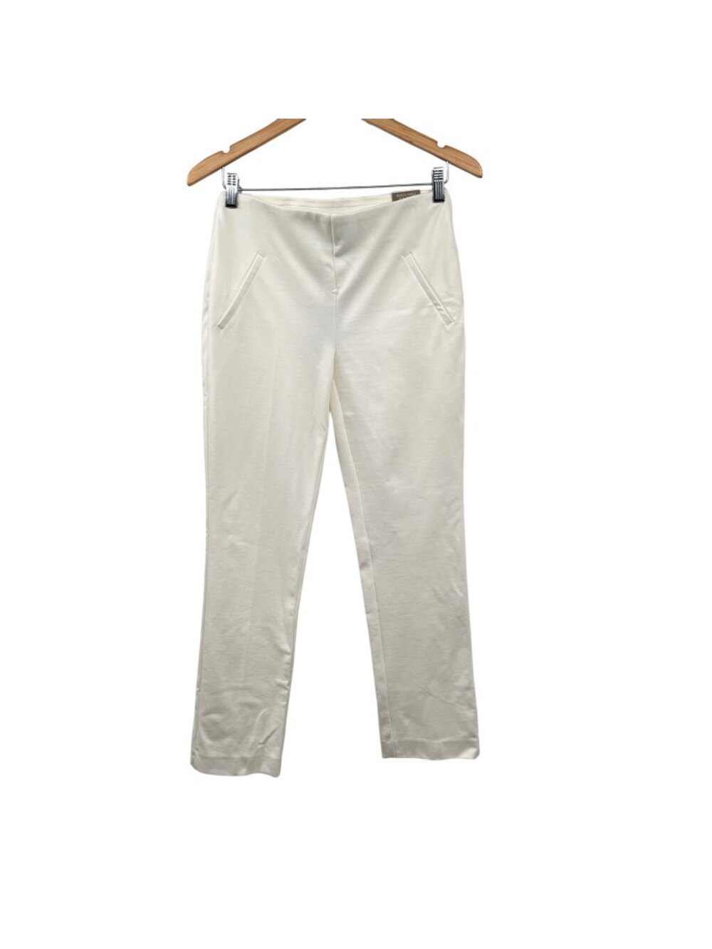 Chico's Womens Ponte Slim Pants Pull On Slimming Antique White Size 00S New